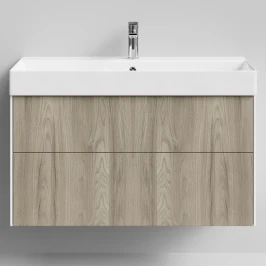 Тумба Лоренцо, 100 подвесной, Дуб цвет 22 Vodok с раковиной в комплекте