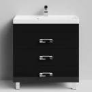 Тумба Орландо 80 напольный, черный глянец Vodok с раковиной в комплекте Тумба Орландо 80 напольный, черный глянец Vodok с раковиной в комплекте