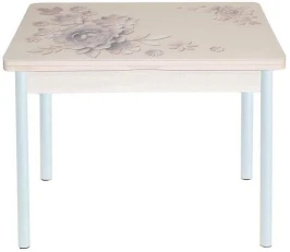 Симпл фотопечать стол обеденный раскладной / кофейные цветы/дуб молочный/белый