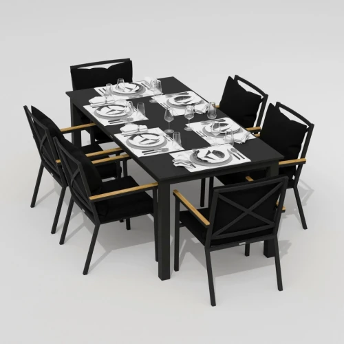 Обеденная группа  DOLLA FESTA plus каркас карбон / стол алюминий 180 / ткань черная