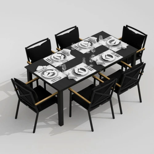 Обеденная группа  DOLLA FESTA plus каркас карбон / стол алюминий 180 / ткань черная