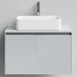 Тумба Соло 80, пример RAL 7040 Серое окно, матовая, 1 ящик, подвесной Vodok с раковиной в комплекте