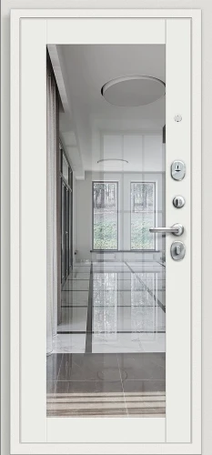 Входная дверь с зеркалом BRAVO Флэш Kale Шагрень белая/Off-white 