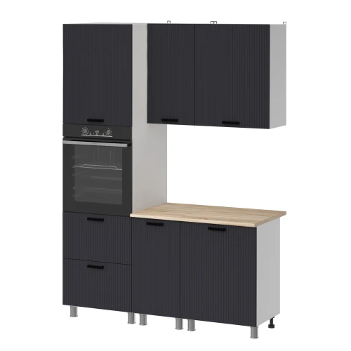 Готовый кухонный гарнитур МК Аленушка 1,6м ПД Лотос Сталь,скоба антрацит,сонома