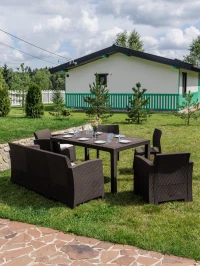 Обеденный комплект LANA DINING M коричневый Обеденный комплект LANA DINING M коричневый