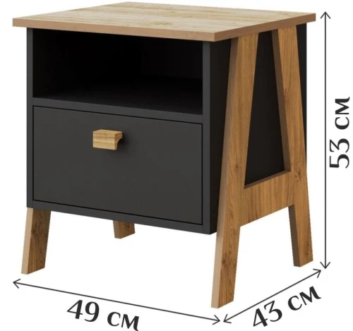 Тумба «Скандинавия» КМК 0905.9, Антрацит/Дуб Наварра