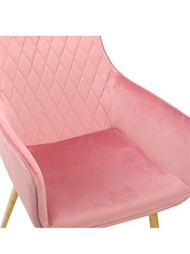 DC835 Стул мягкий с подлокотниками, РОЗОВЫЙ#G62-86 велюр, каркас металл золото
