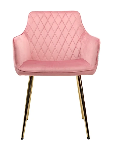 DC835 Стул мягкий с подлокотниками, РОЗОВЫЙ#G62-86 велюр, каркас металл золото