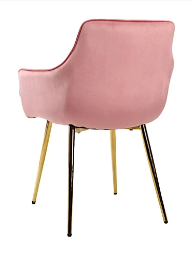 DC835 Стул мягкий с подлокотниками, РОЗОВЫЙ#G62-86 велюр, каркас металл золото
