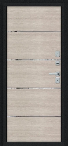 Входная дверь BRAVO Лайн/BChrome Букле черное/Cappuccino Melinga премиум