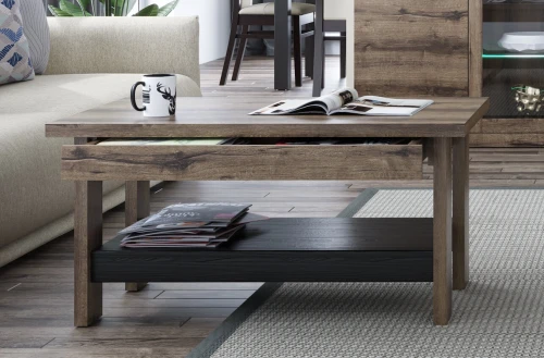 Стол журнальный, JAGGER, цвет Дуб монастырский /Черный