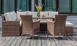 Угловой комплект ZORRO WOOD DOUBLE в коричневом цвете искусственный ротанг