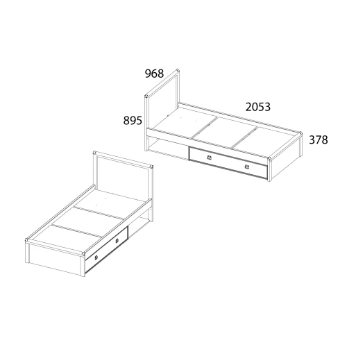 Кровать 90, MAGELLAN, цвет Сосна винтаж