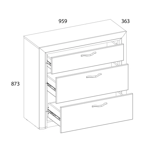 Комод 3S, OLIVIA, цвет вудлайн крем/дуб анкона