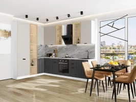 Кухонный гарнитур Евро Лайн-07 Агат/Антрацит Белый