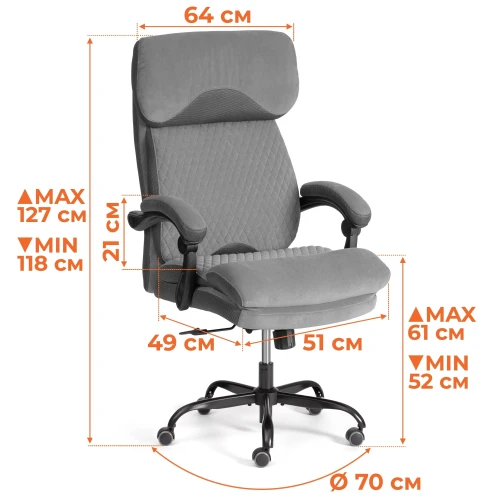 Кресло Chief metalBL  кож/зам/ткань, черный/черный стеганный/черный, 36-6/36-6/TW-11