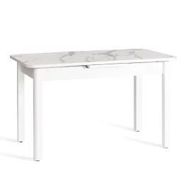 Стол ALIGERY ЛДСП/HPL/опора-массив березы , 130 х 75+30 х 75 см, Мрамор светлый/белый