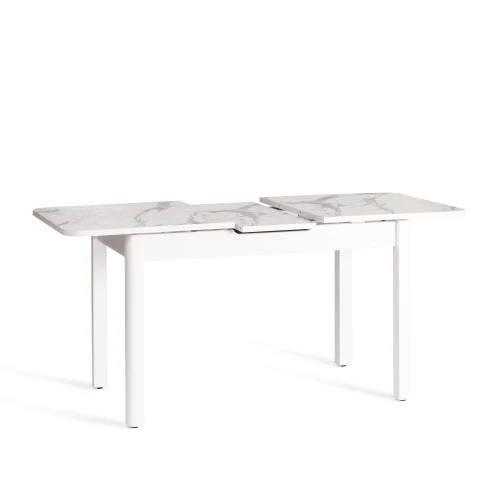 Стол ALIGERY ЛДСП/HPL/опора-массив березы , 130 х 75+30 х 75 см, Мрамор светлый/белый