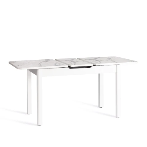 Стол ALIGERY ЛДСП/HPL/опора-массив березы , 130 х 75+30 х 75 см, Мрамор светлый/белый