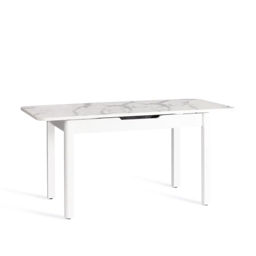 Стол ALIGERY ЛДСП/HPL/опора-массив березы , 130 х 75+30 х 75 см, Мрамор светлый/белый
