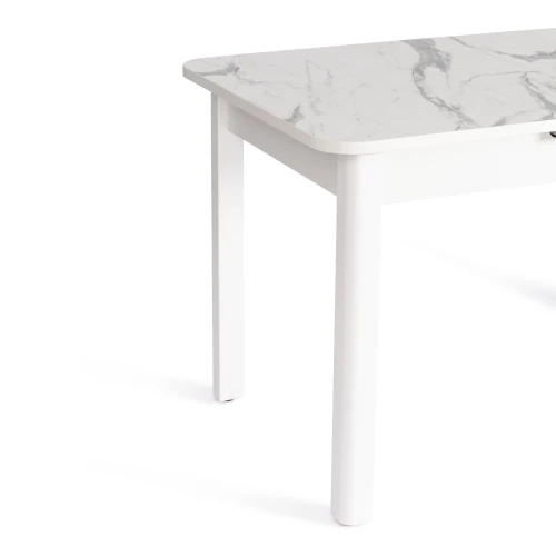 Стол ALIGERY ЛДСП/HPL/опора-массив березы , 130 х 75+30 х 75 см, Мрамор светлый/белый