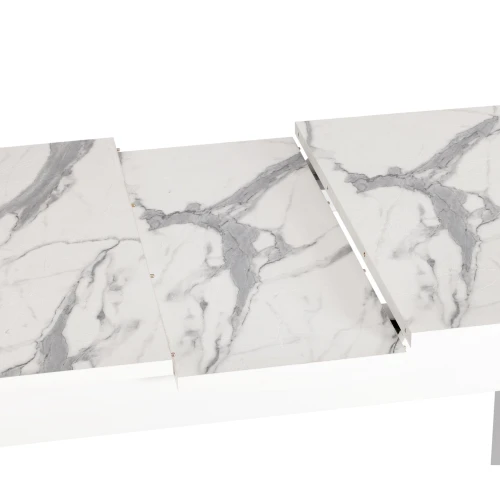 Стол ALIGERY ЛДСП/HPL/опора-массив березы , 130 х 75+30 х 75 см, Мрамор светлый/белый