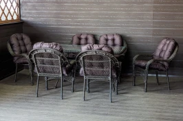 Комплект мебели из искусственного ротанга Мэдисон НЬЮ (Medison NEW) двухместный диван + 4 кресла + стол с подушками на сиденье и спинку