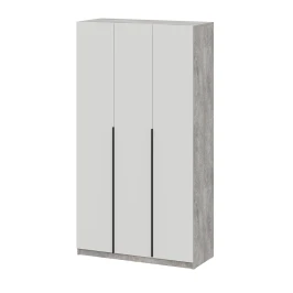 Шкаф распашной ШК 5 (1200), Цемент светлый, Белый шагрень