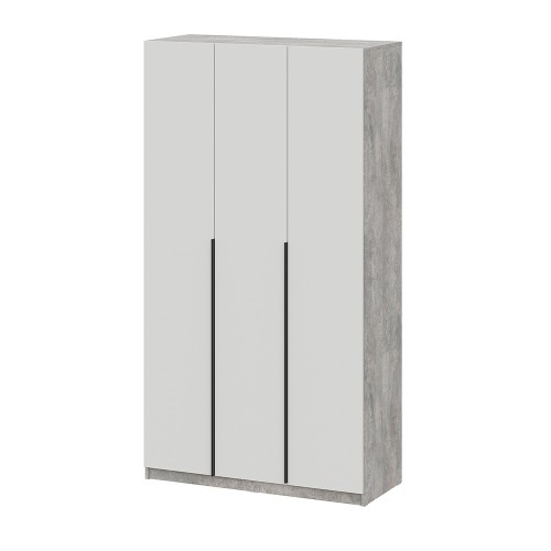 Шкаф распашной ШК 5 (1200), Цемент светлый, Белый шагрень