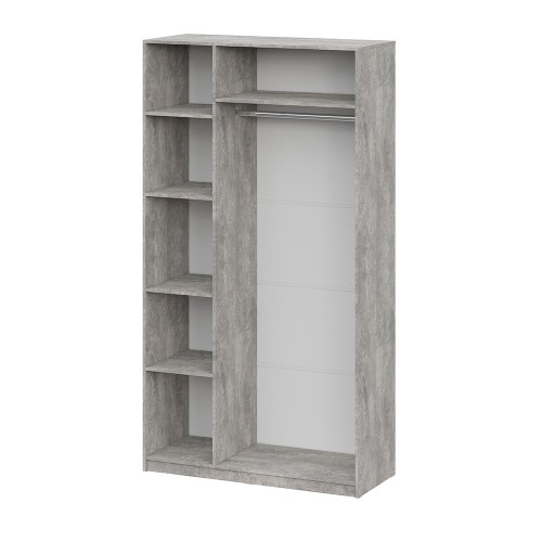 Шкаф распашной ШК 5 (1200), Цемент светлый, Белый шагрень