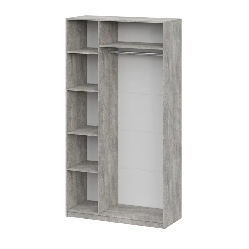 Шкаф распашной ШК 5 (1200), Цемент светлый, Белый шагрень