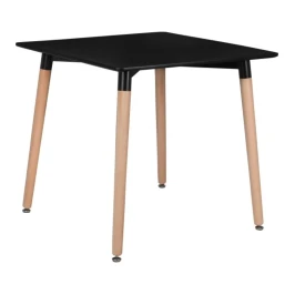Стол квадратный ОСЛО-800 «OSLO-800» с деревянными ножками  -  Черный