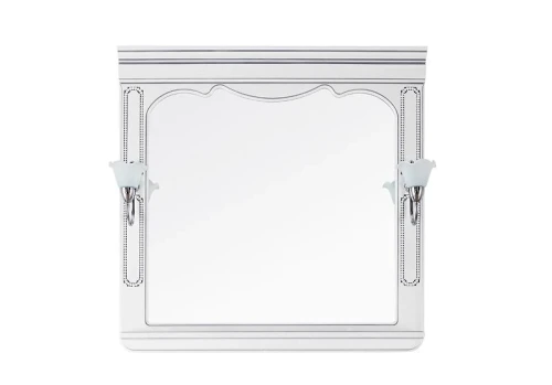 Зеркало Мариэль 85, патина серебро, белое, со светильником