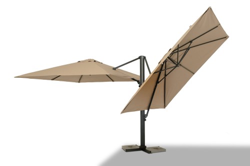 "Фабриано" зонт двухкупольный 3x3м на алюминиевой опоре, тент темно-серый