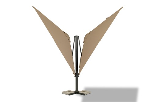 "Фабриано" зонт двухкупольный 3x3м на алюминиевой опоре, тент темно-серый