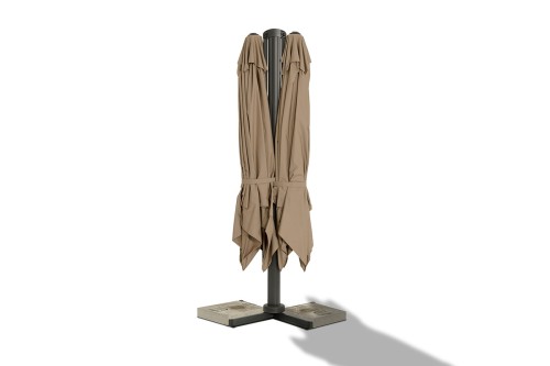 "Фабриано" зонт двухкупольный 3x3м на алюминиевой опоре, тент темно-серый