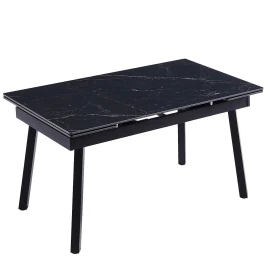 DT307 Стол обеденный Shashi black, 140-200/90*76, керамич. столешница, основание металл черный