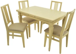 Обеденная группа (Стол Греция и 4 стула Никас), слоновая кость