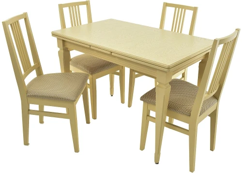 Обеденная группа (Стол Греция и 4 стула Никас), слоновая кость