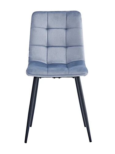 DC209 Стул мягкий, СЕРО-ГОЛУБОЙ#G62-85 велюр, каркас металл черный КРУГЛЫЙ
