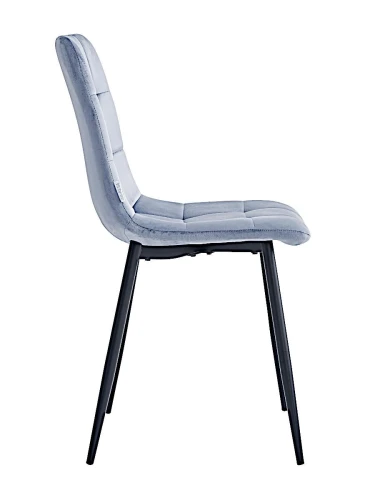 DC209 Стул мягкий, СЕРО-ГОЛУБОЙ#G62-85 велюр, каркас металл черный КРУГЛЫЙ