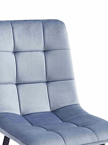 DC209 Стул мягкий, СЕРО-ГОЛУБОЙ#G62-85 велюр, каркас металл черный КРУГЛЫЙ