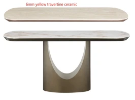 Стол CRESPO 180  TRAVERTINE CA086, керамика / Темное золото, ®DISAUR