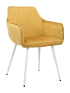 DC836 Стул мягкий с подлокотниками, ЖЕЛТЫЙ#G62-83  велюр, каркас металл белый