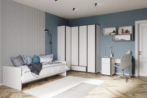 Кровать с подъёмным механизмом Асцелла 90х200, Белый, Графит серый