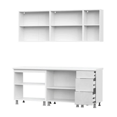 Кухонный гарнитур Модерн New 2.0 м (без столешницы), Белый глянец, Графит