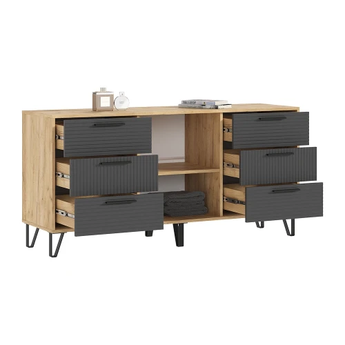 Комод Флэш (1500), Браш Графит, Дуб Крафт