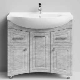 Тумба Адам 90 напольный, Горный камень ПВХ 57807, правый Vodok с раковиной в комплекте