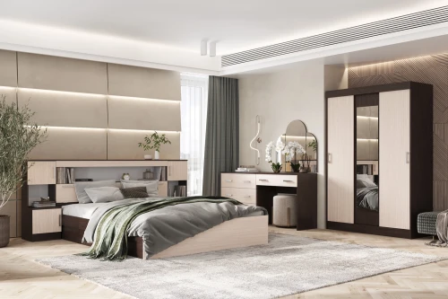 Кровать с надстройкой и тумбами Бася 1,6м, Дуб Крафт, Дуб беленый, Венге