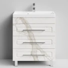 Тумба Арабеска 70 напольный, Мрамор Белый натур милк ПВХ 2537 Vodok с раковиной в комплекте